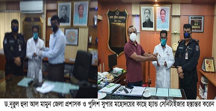 এসআরডিআই ল্যাব বিজ্ঞানীদের স্থানীয়ভাবে হ্যান্ড সেনিটাইজার তৈরি ও বিতরণ